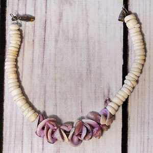 antique shell bracelet off white purple